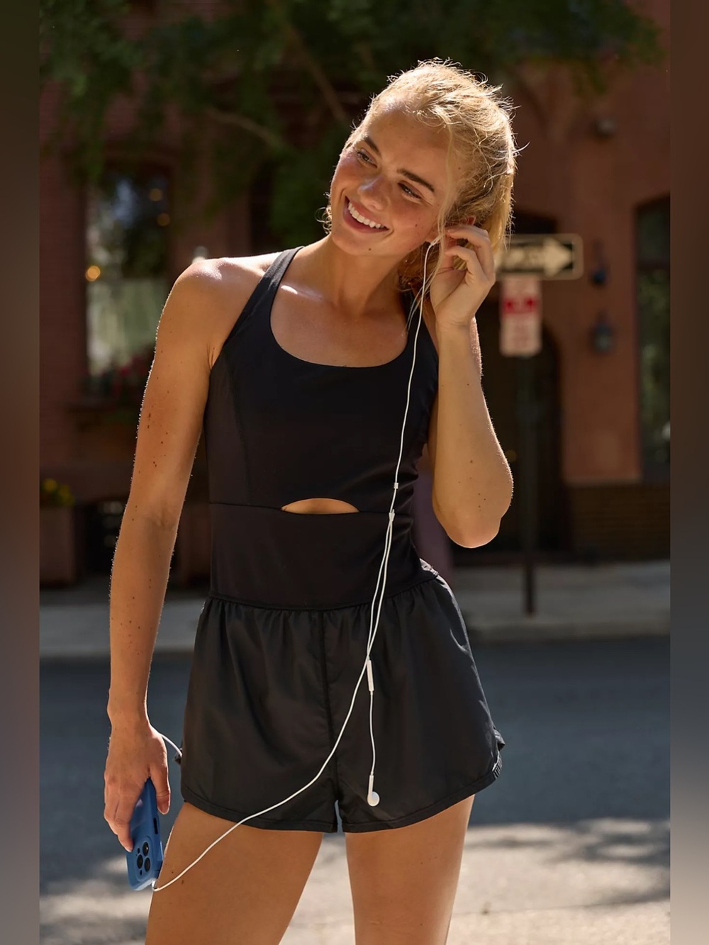 Free People Movement Righteous Runsie Romper Short Black Size XS
